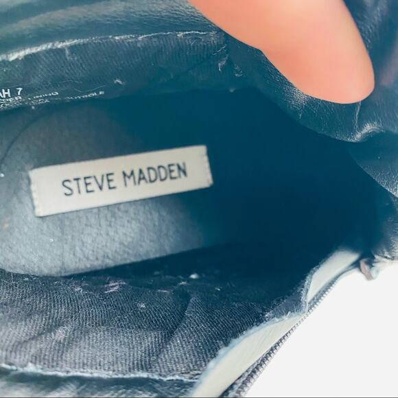 STEVE MADDEN Euriah Black High Top Quilted Vegan Leather Lace Up Sneaker Shoes 7 - Picture 6 of 6